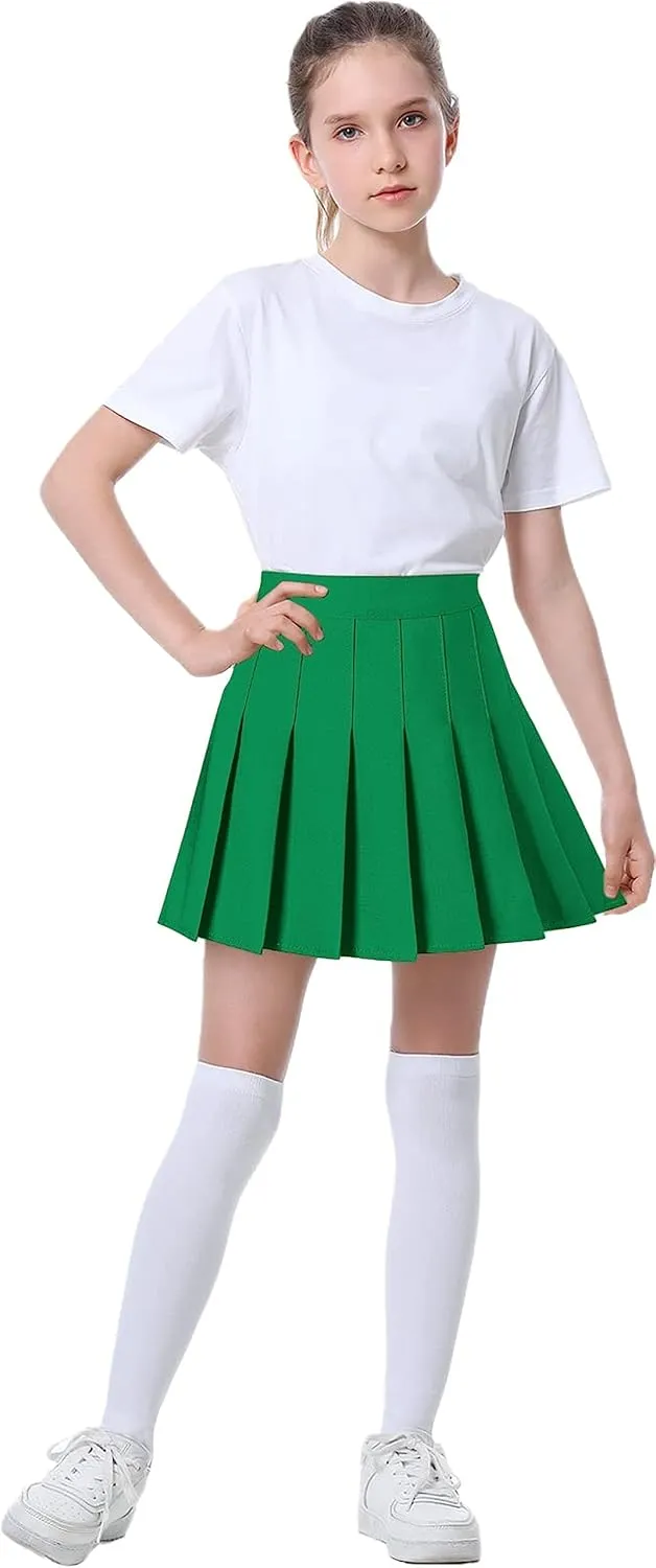 SANGTREE Girls Women's Pleated Skirt, Elastic Waist Uniform Skirt Plus Size, 2 Years - US 4XL