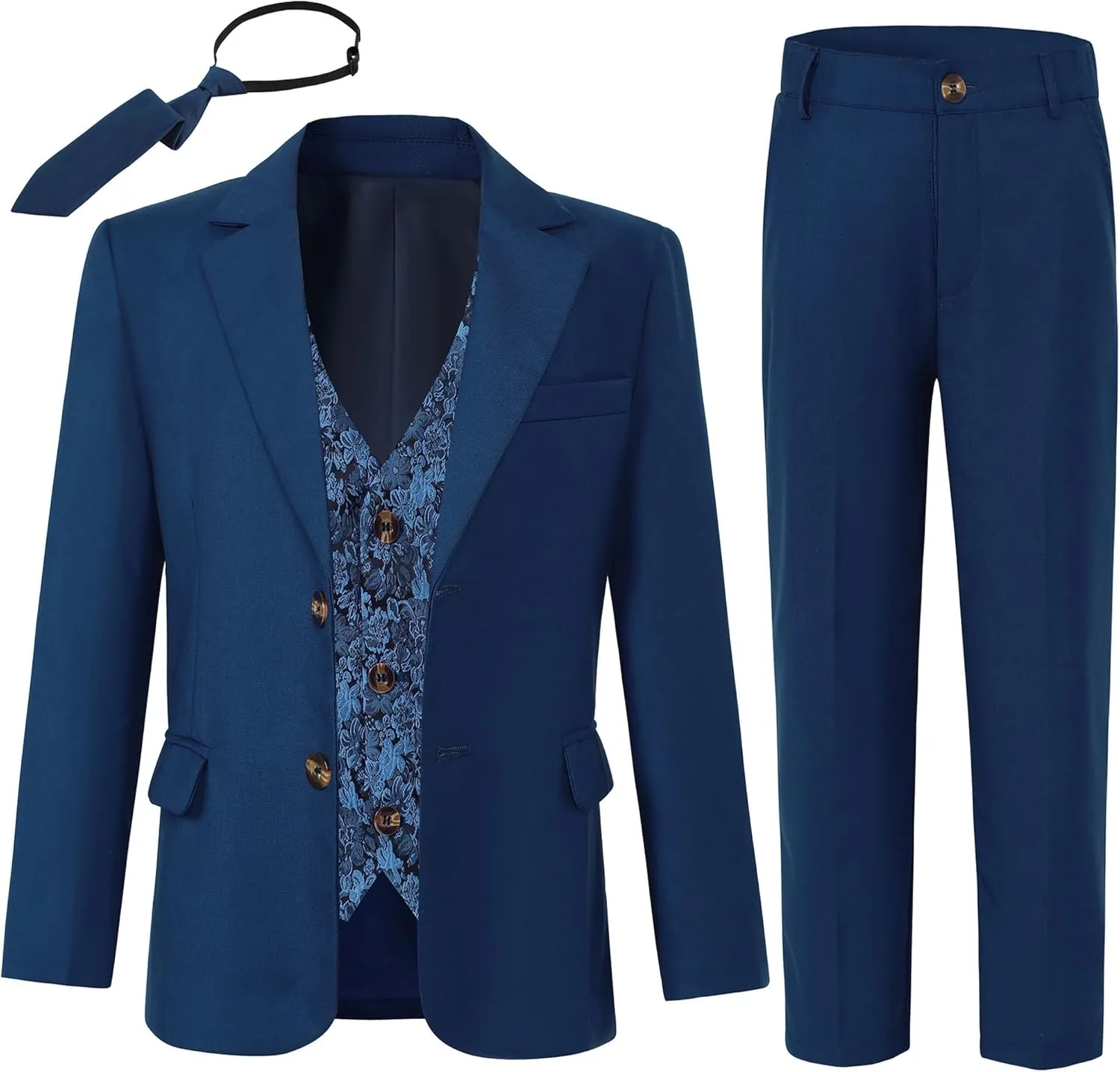 SANMIO Boys Suit 4 Piece Slim Fit Boys Suits Jacket Vest Pants Tie for Kids Suits Sets Boy Formal Tuxedo Set