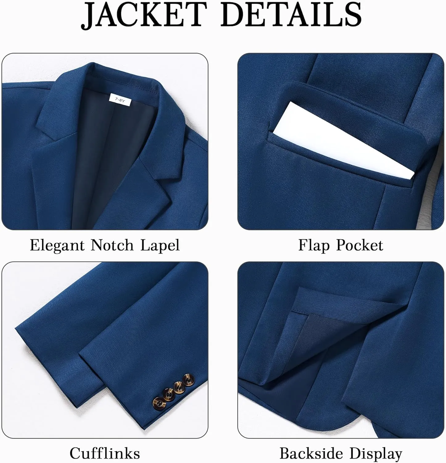 SANMIO Boys Suit 4 Piece Slim Fit Boys Suits Jacket Vest Pants Tie for Kids Suits Sets Boy Formal Tuxedo Set