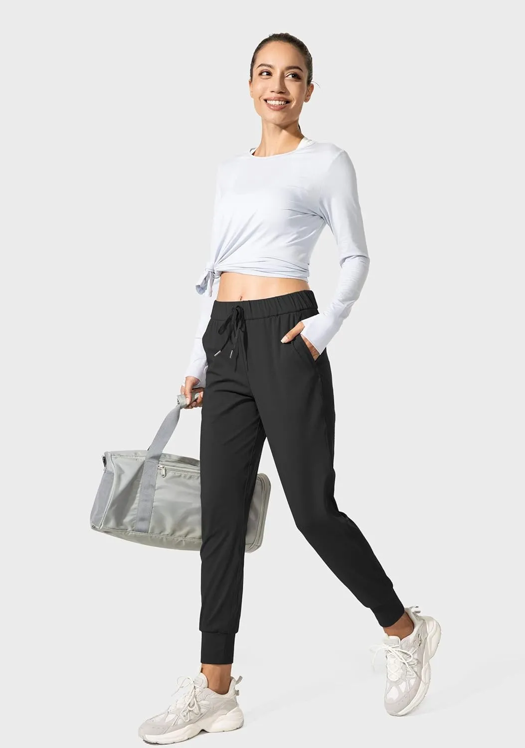 SANTINY Women's Joggers Pants Pockets Drawstring Running Sweatpants for Women Lounge Workout Jogging