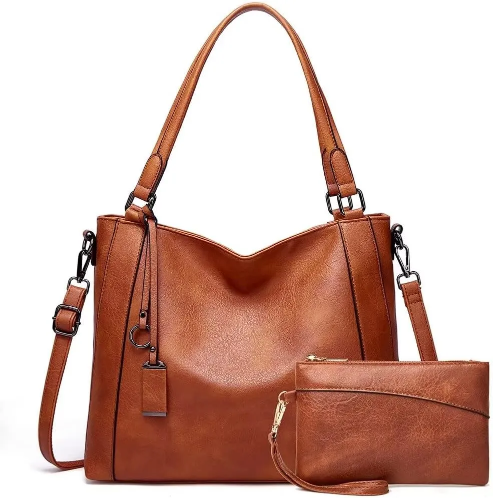 Shoulder Bag for Women Vintage PU Leather Crossbody Purse Waterproof Tote Work Bag Large Travel Top Handle Satchel