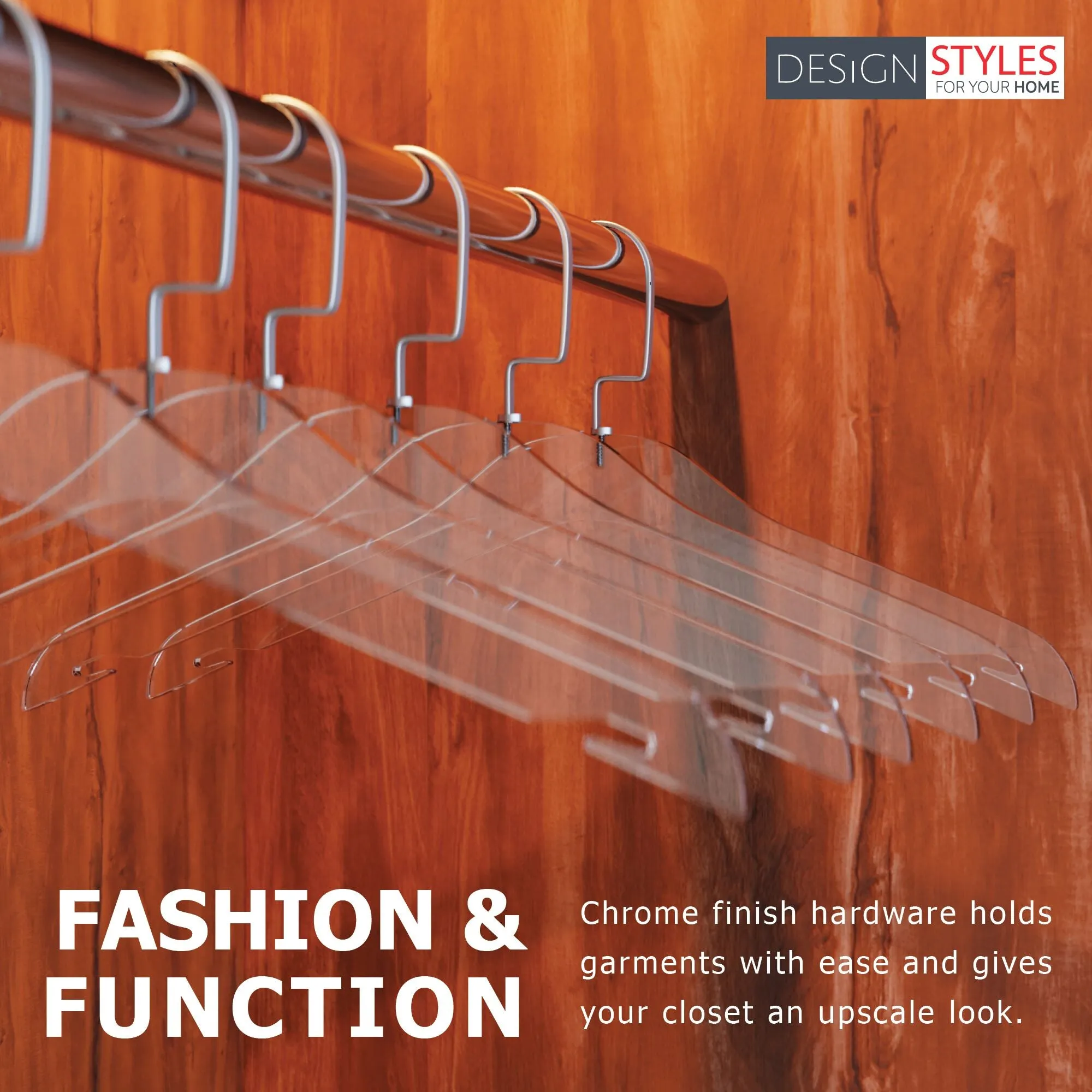 Simply Brilliant Acrylic Clothes Hangers with Silver Colored Hooks - 10 Pack