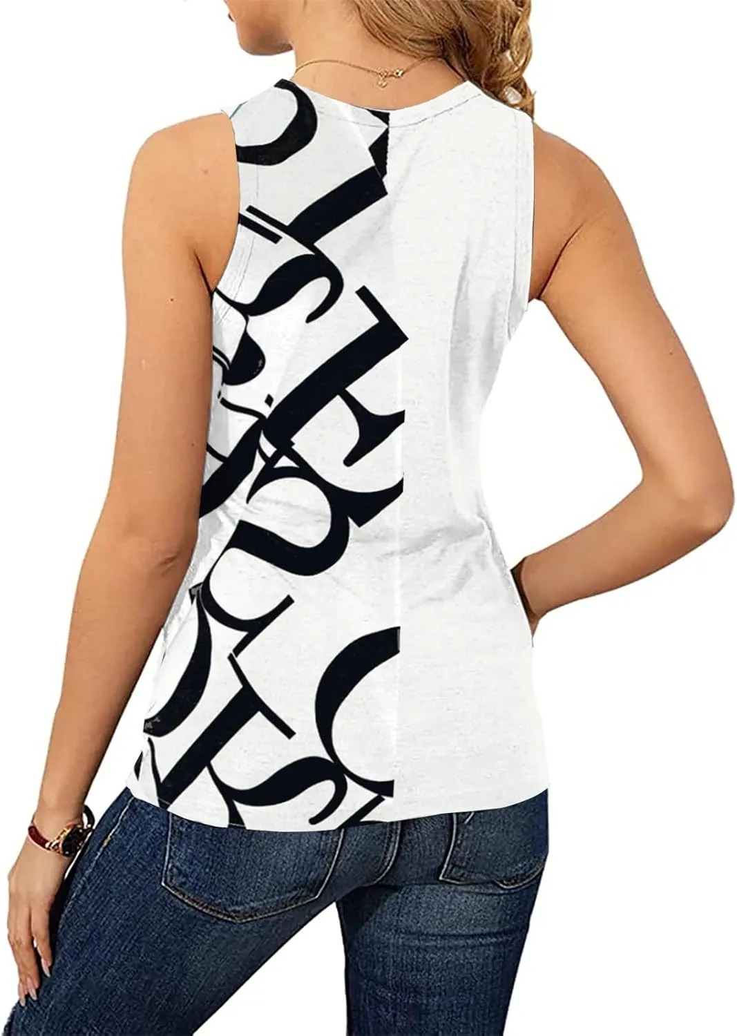 Soesdemo Tank Top for Women Keyhole V Neck Sleeveless Summer Casual Loose Fit Business Cute Floral Basic Shirt Blouse