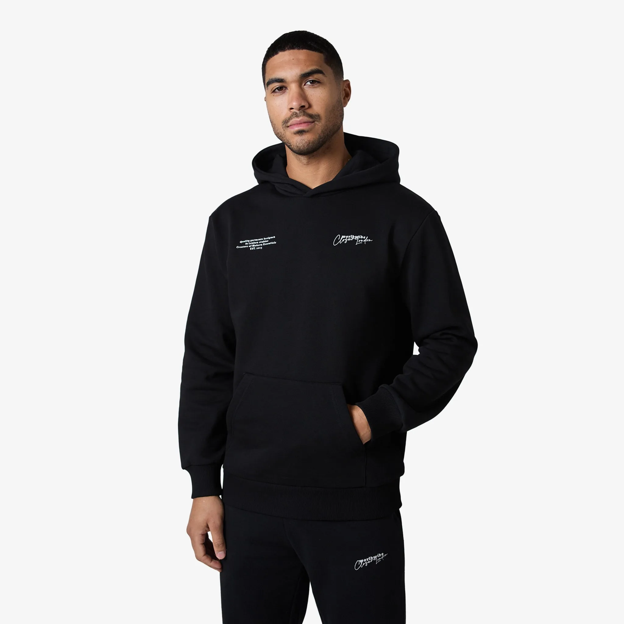 Stacked Varsity Hoodie | Black