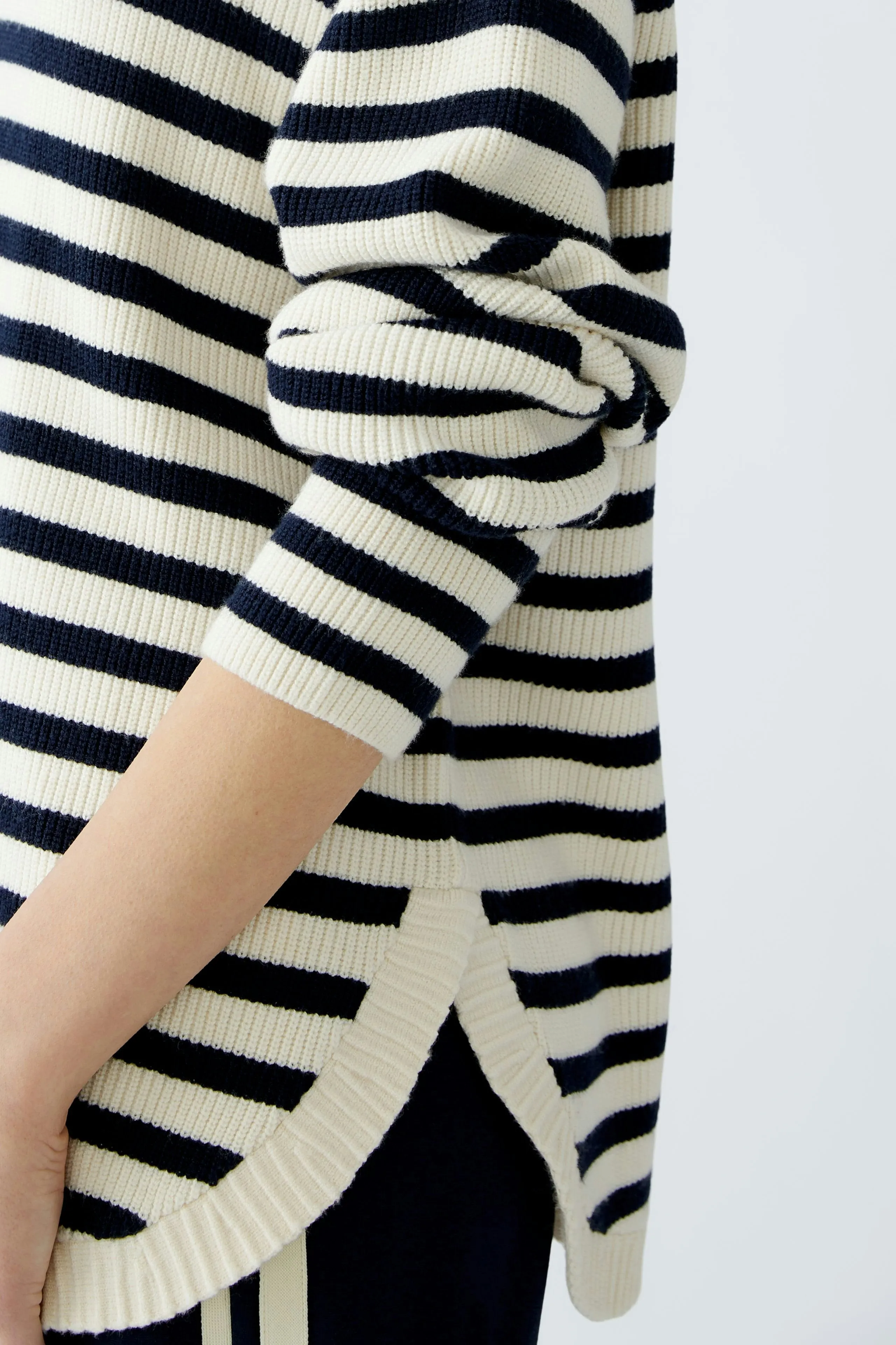 Striped Pullover - Navy and Off White