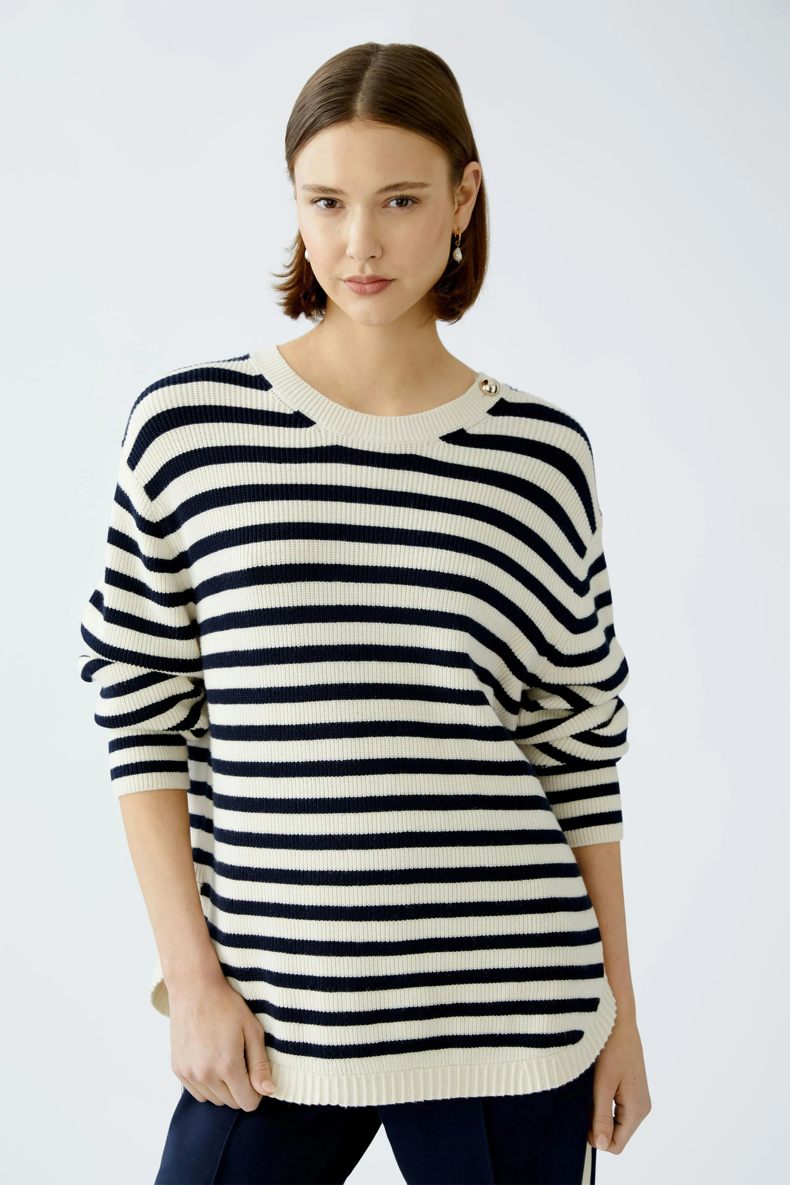 Striped Pullover - Navy and Off White