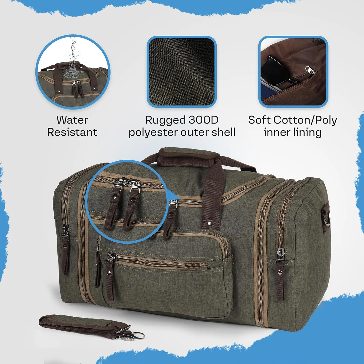 Stylish Duffle Bag for Travel  Expandable to 40L Lightweight and Waterproof Weekender Bag with Multiple Pockets and Adjustable Shoulder Strap for Men & Women  A Premium Carry On Duffle Bag