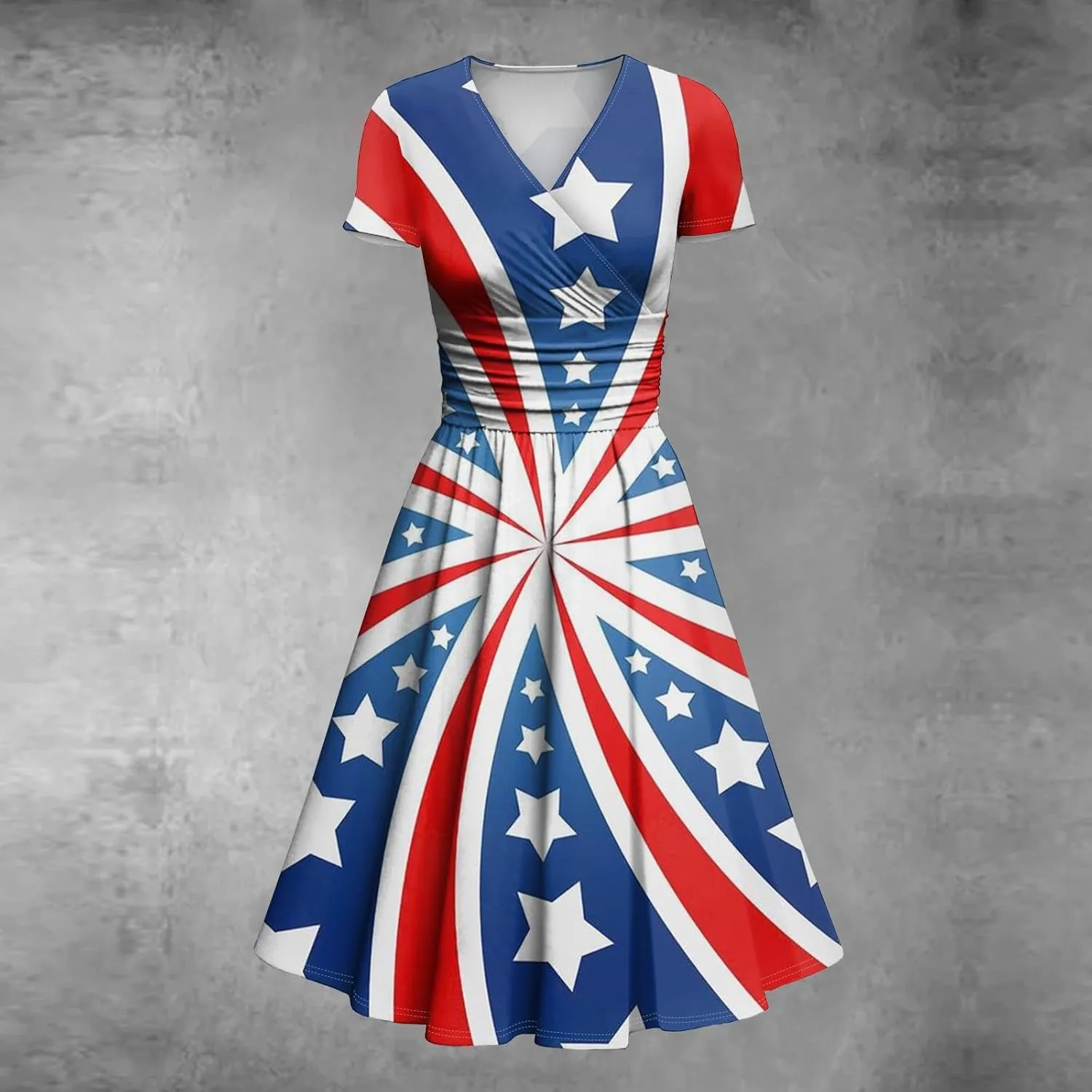 Summer Dresses for Women 2025 4th of July Dress Patriotic American Flag Dress Casual Beach Boho Vintage Midi Dresses