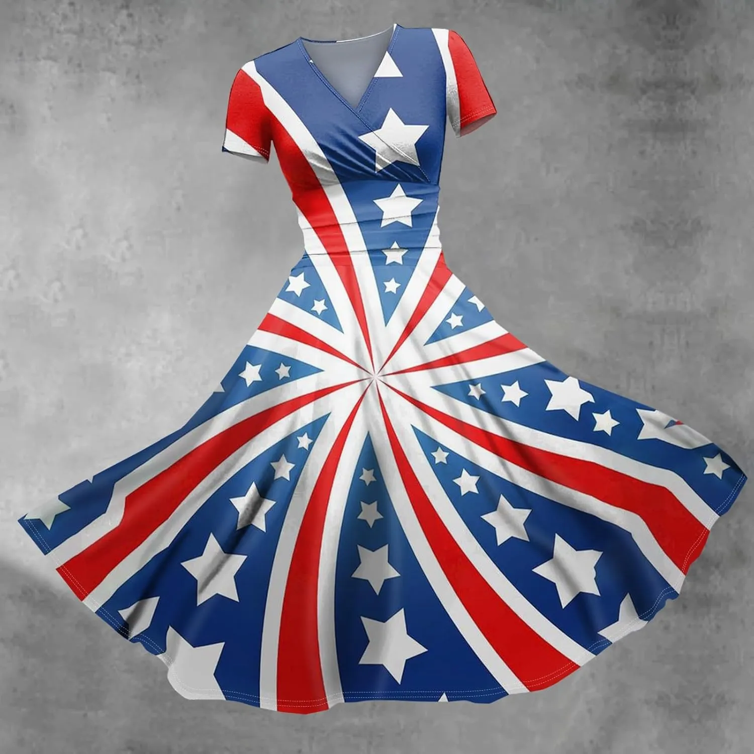 Summer Dresses for Women 2025 4th of July Dress Patriotic American Flag Dress Casual Beach Boho Vintage Midi Dresses
