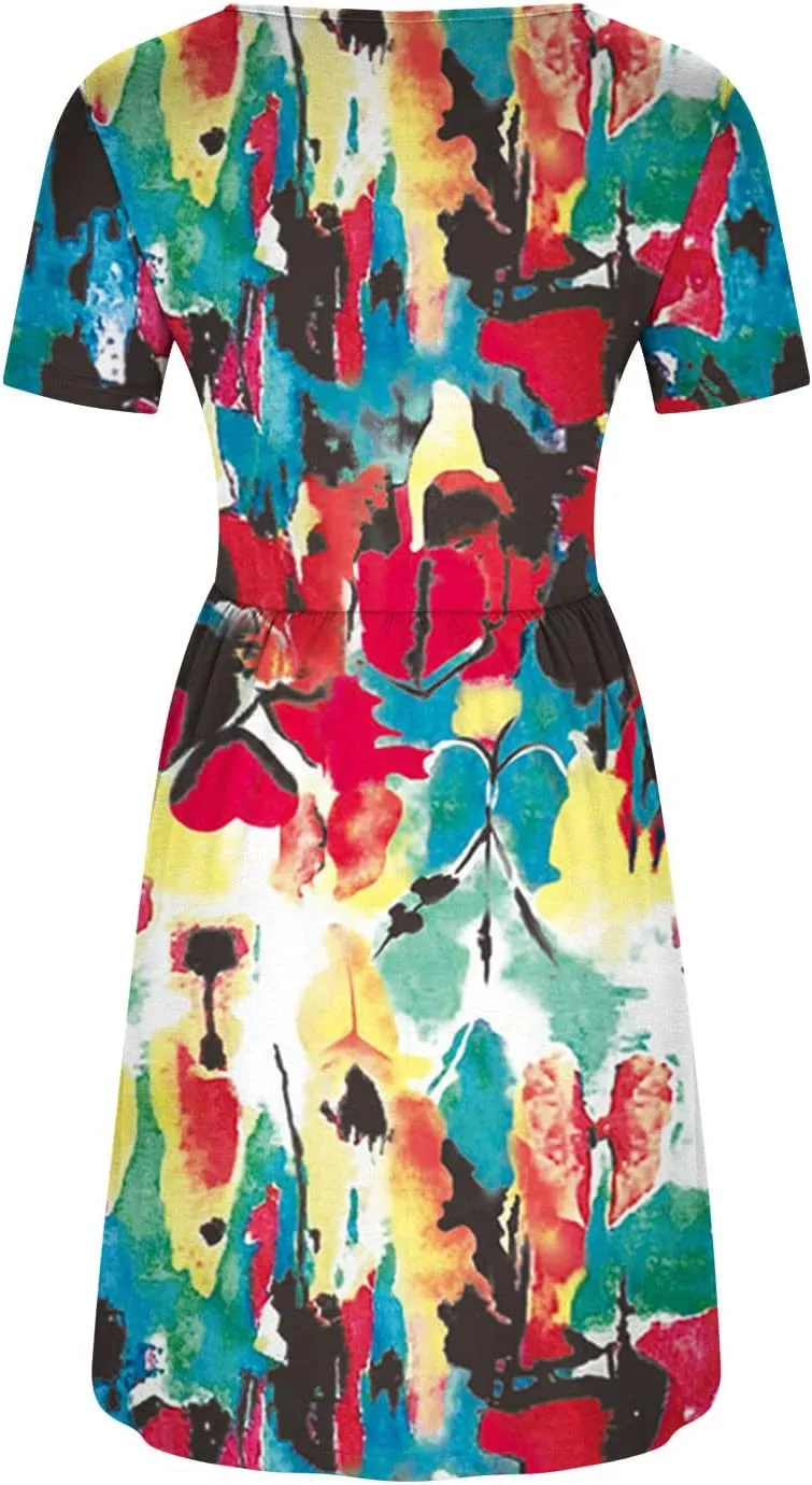 Summer Dresses for Women 2025 Vacation Button Down Mini Dresses Beach Casual Loose Trendy Floral Hawaiian Dress