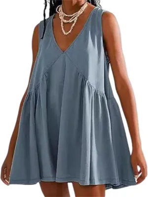 Sundresses for Women Sleeveless Mini Short Summer Dresses Casual Loose Beach Sundress Cute Sports Mini Dress Sexy