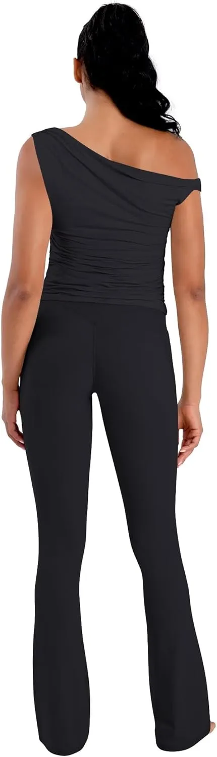 Sunzel No Front Seam Flare Leggings for Women with Pockets Hidden Butt Lifting Scrunch Tummy Control Mini Flared Yoga Pants