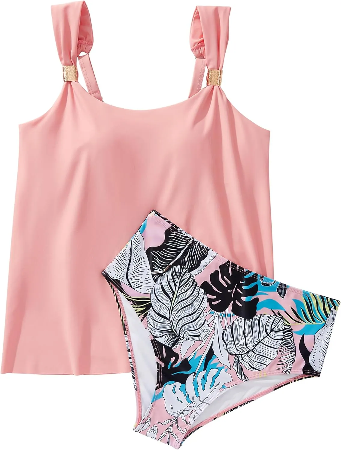 SUUKSESS Women Ruffle High Waisted Tankini Swimsuit Tummy Control Bathing Suit