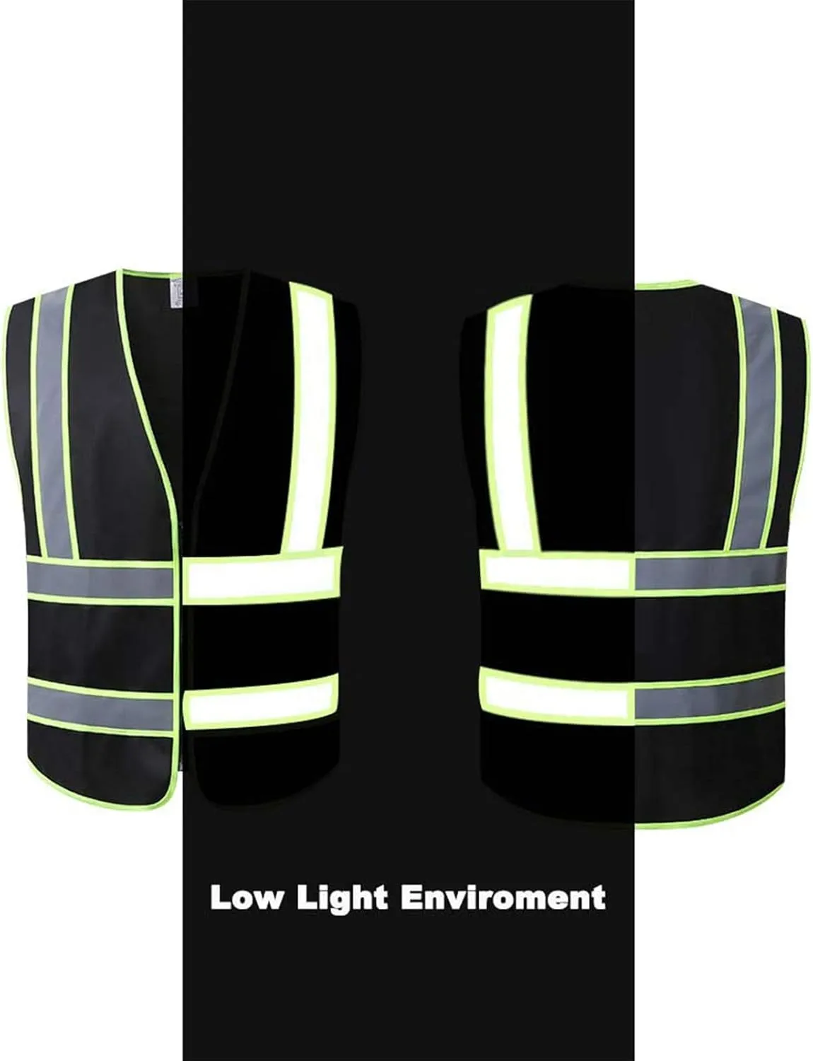 Tekware Safety Vest with High Reflective Strips, Pack of 10 Bright Neon Color Construction Protector with Zipper