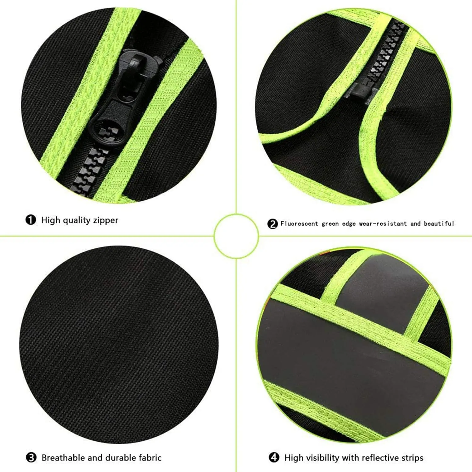 Tekware Safety Vest with High Reflective Strips, Pack of 10 Bright Neon Color Construction Protector with Zipper