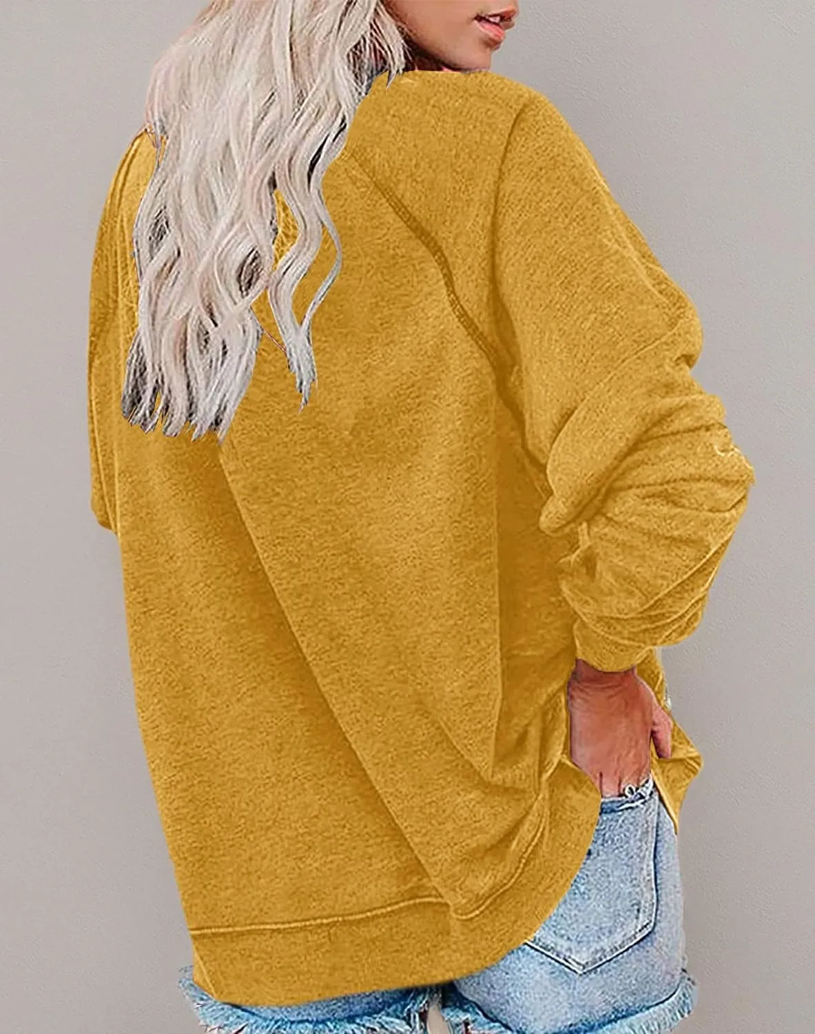 Vdnerjg Women's New York Letter Print Sweatshirt Crewneck Long Sleeve Casual Loose Fit Pullover Shirt
