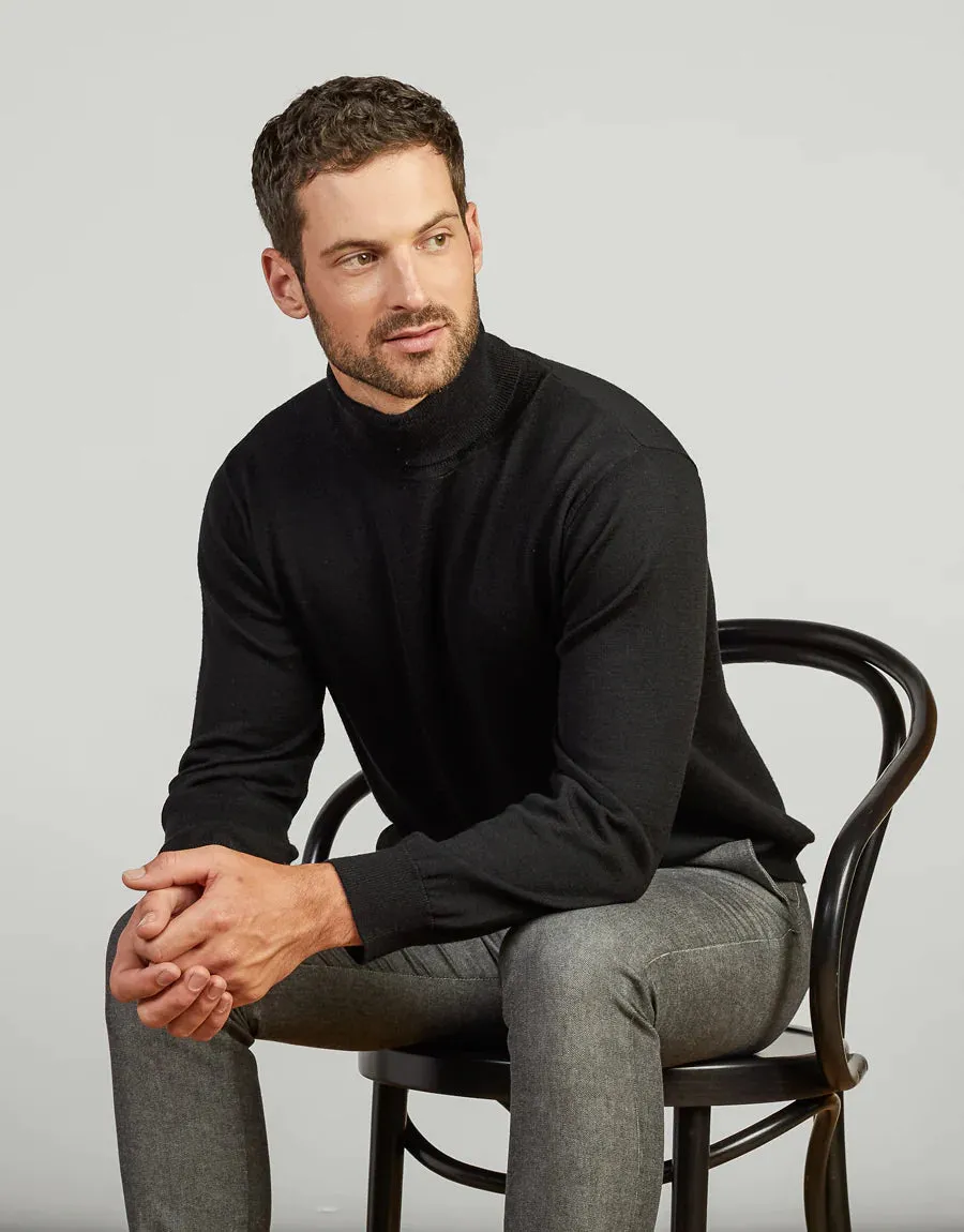 Wanaka Roll Neck Merino - Black