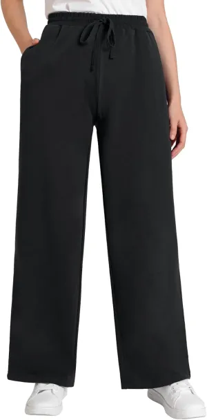 Weintee Women's Wide Leg Cotton Sweatpants with Pockets
