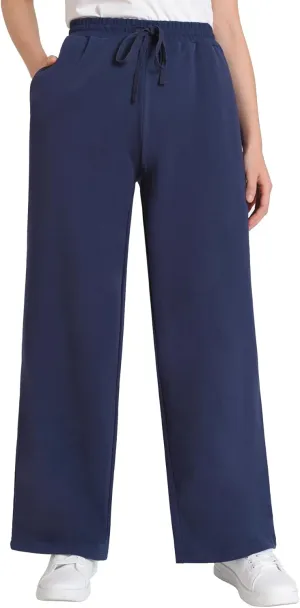 Weintee Women's Wide Leg Cotton Sweatpants with Pockets