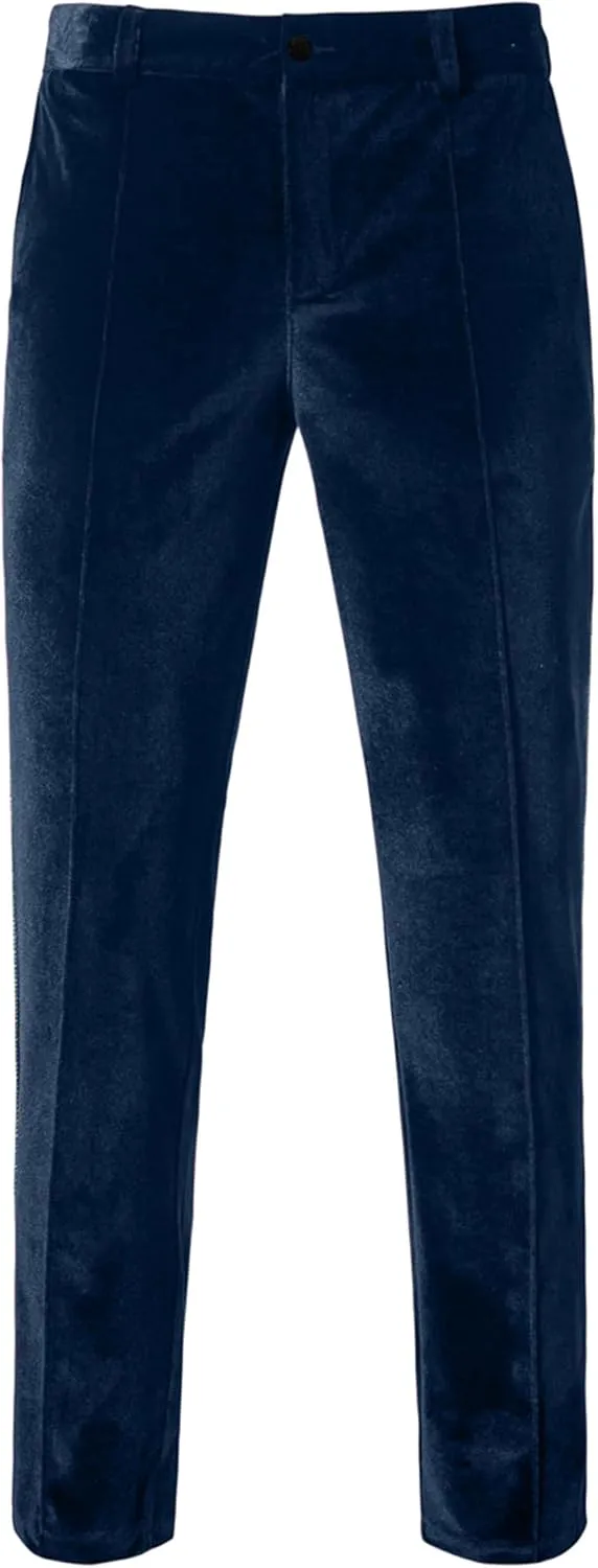 Wemaliyzd Mens 2 Piece Suit Notch Lapel 1 Button Velvet Blazer Jacket & Pants