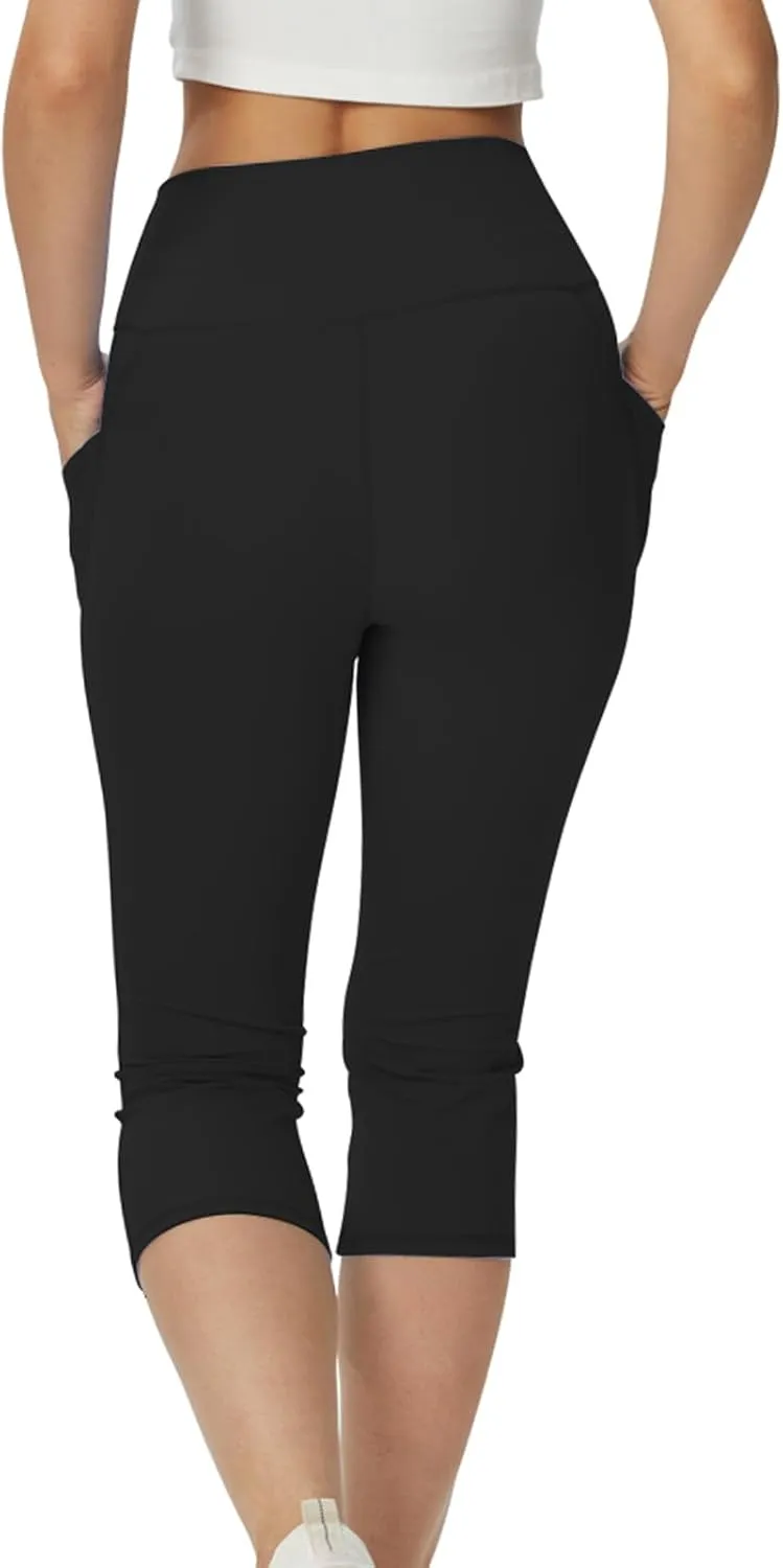 Women Flare Leggings with Side Pockets,Crossover Yoga Pants Bootleg High Waisted Stretchy Control Gym Workout Pants