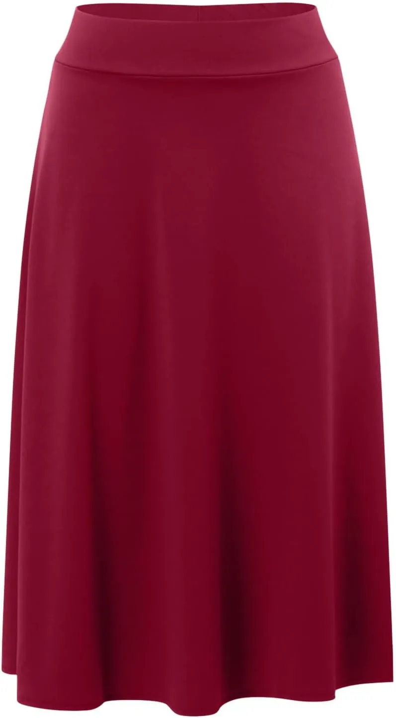 Women Flowy Satin Skirt Elegant High Waisted Midi Skirt Casual Dressy Flared Silk Skirts Classic Summer Vacation Beach Dress