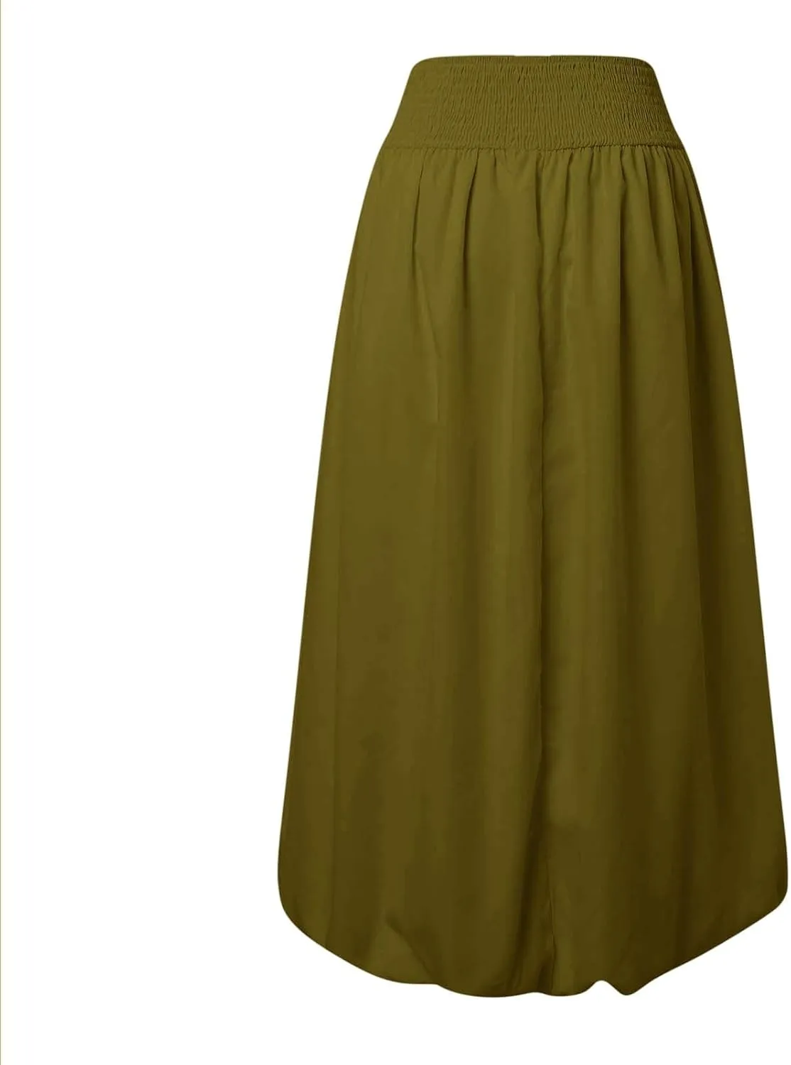 Women Maxi Bubble Skirt Elastic Waist Aline Long Puff Skirt Ruffle Hem Balloon Skirts Swim Skirt
