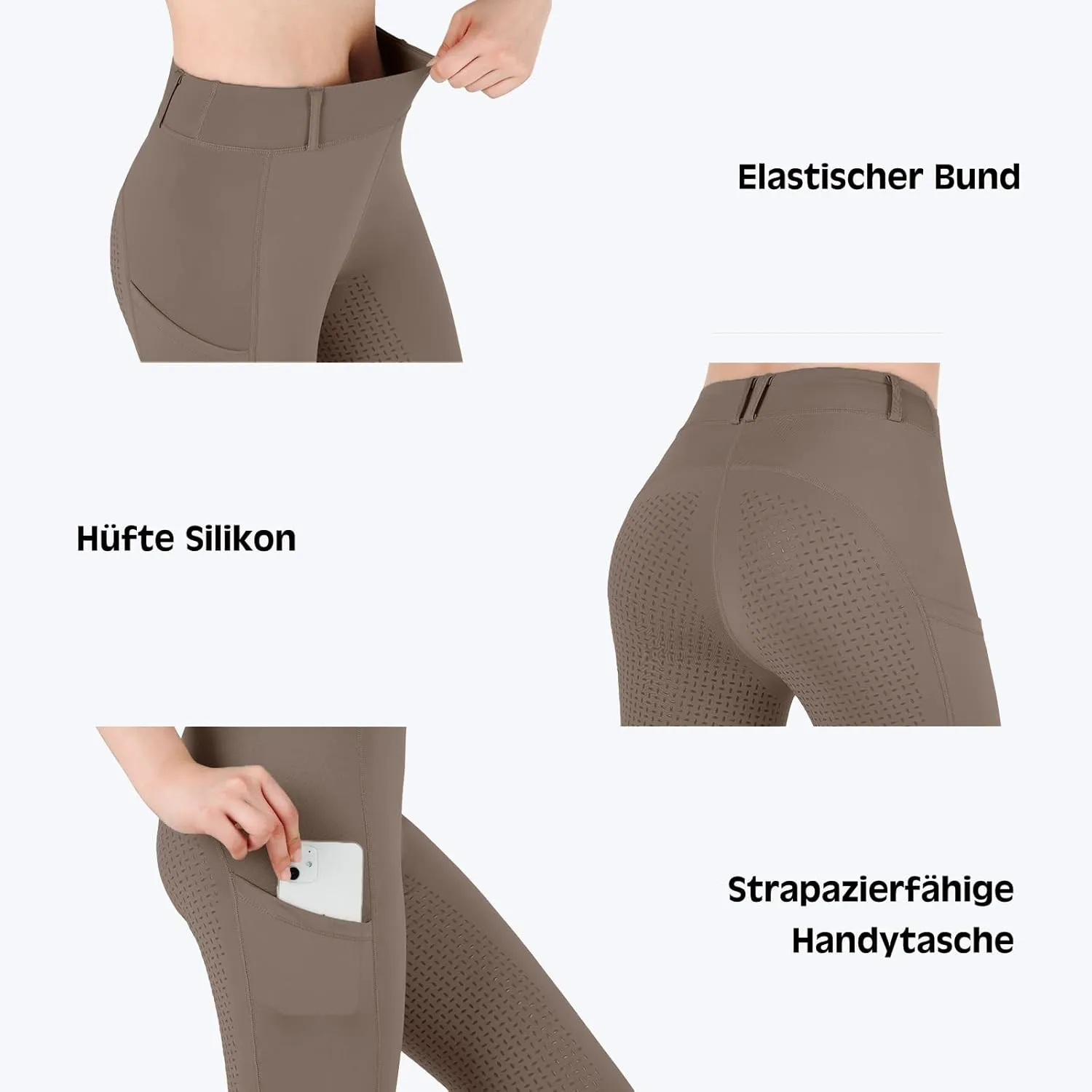 Women Riding Tights Pockets,Women Training Breeches Pants with Silicone Grip