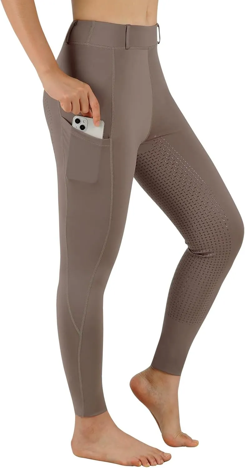 Women Riding Tights Pockets,Women Training Breeches Pants with Silicone Grip