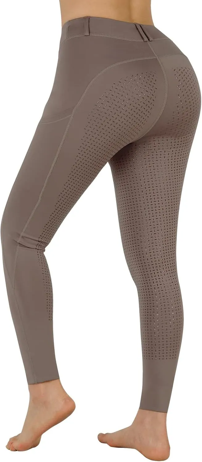 Women Riding Tights Pockets,Women Training Breeches Pants with Silicone Grip