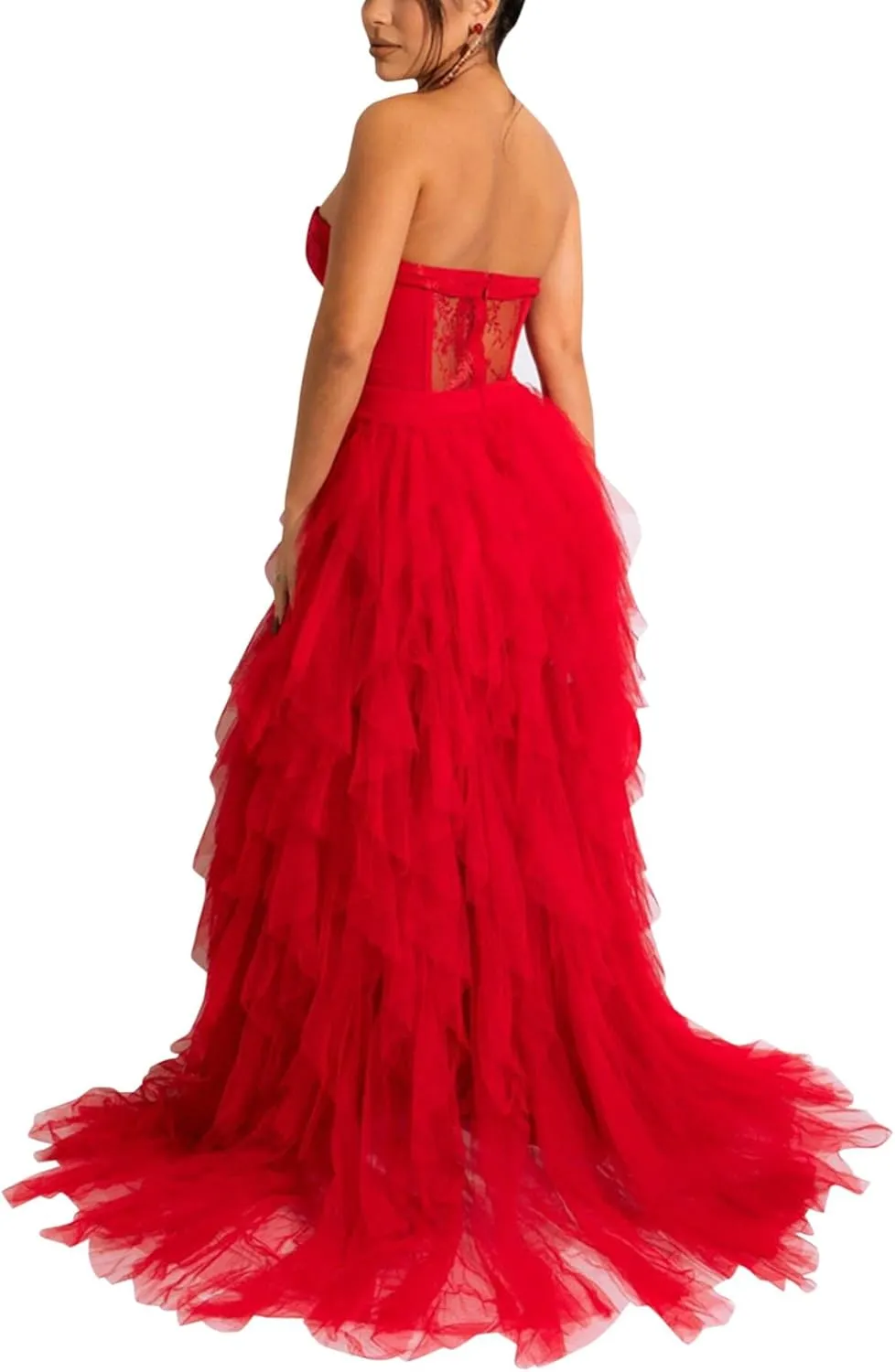 Women Sexy Tulle Dress Crochet Lace Mesh See Through Maxi Cocktail Party Dress