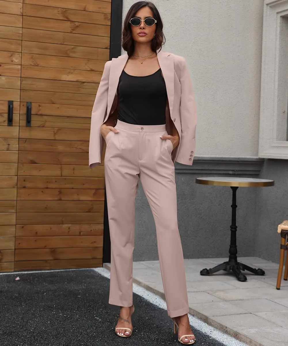 Women's 2 Piece Suit One Button Slim Fit Dressy Blazer Pants Suit Set Business Casual Outfits for Women