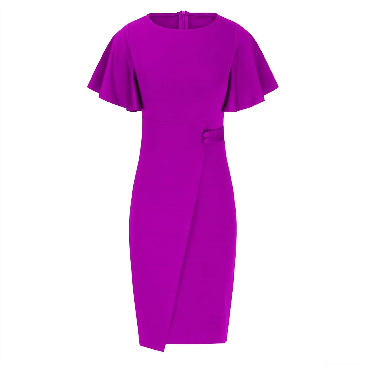 Women's 2024 Ruffle Dress Midi Dress Crew Neck Flowy Swing Tiered Fall Casual Knee Length Plus Size Dresses