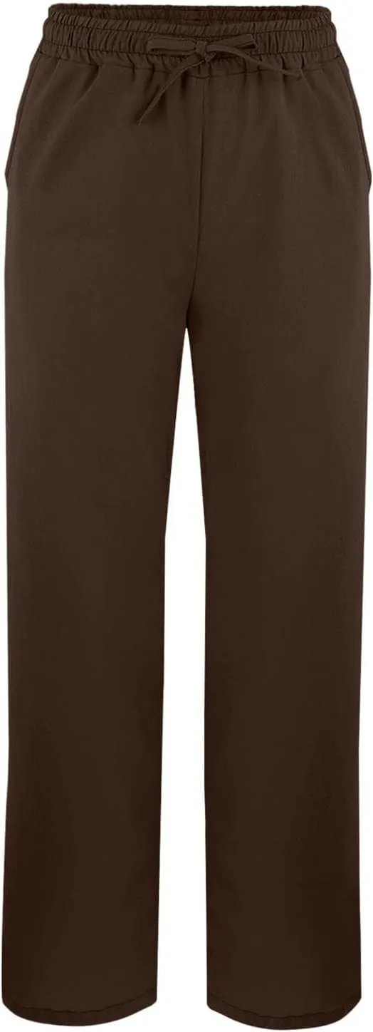 Womens Capris Linen Pants High Waist Drawstring Comfy Casual Pants Lounge Lightweight Loose Trousers with Pockets