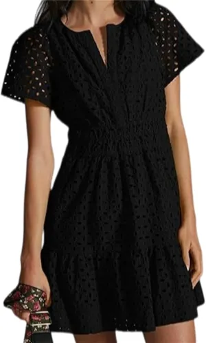 Womens Fashion Summer Dresses Casual Short Sleeve Lace Mini Dresses Ruched Dress Vacation Dress Wedding Guest Dresses