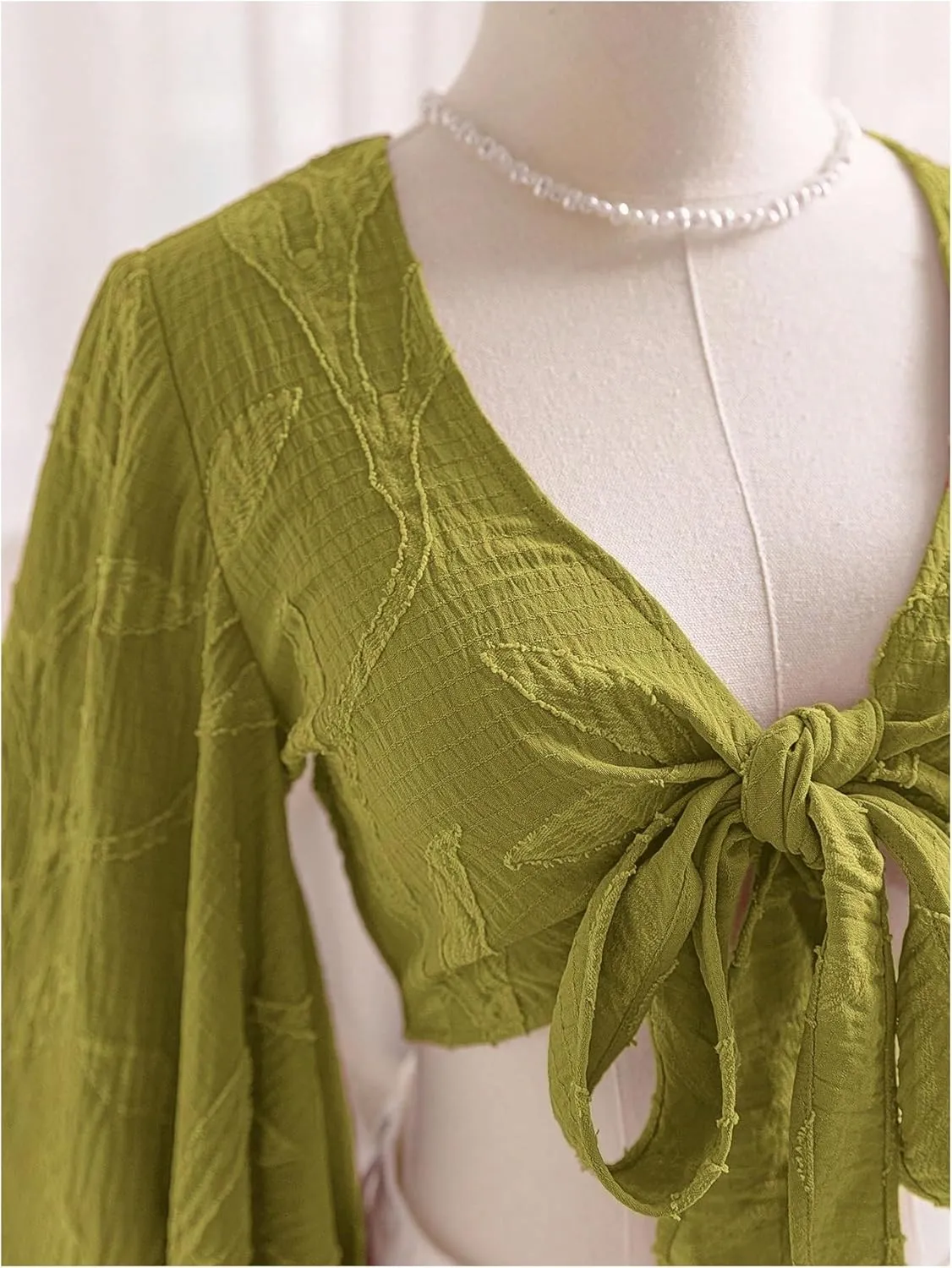 Women's Floral 70s Top Hippie Shirt Bow Tie Front Disco Deep V Ruffle Blouse