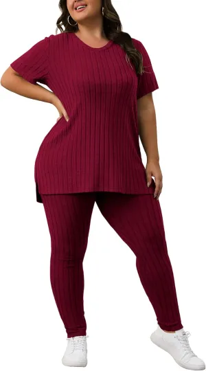 Women's Plus Size Two Piece Outfits Sweatsuits Sets Long Sleeve Hoodies Tracksuit Lounge Sets