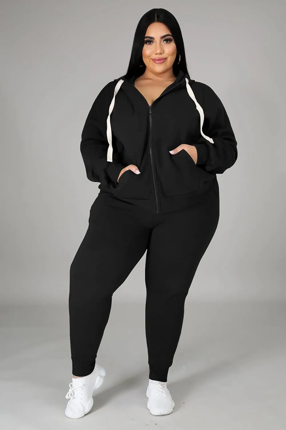 Women's Plus Size Two Piece Outfits Sweatsuits Sets Long Sleeve Loungewear Tracksuit Sets