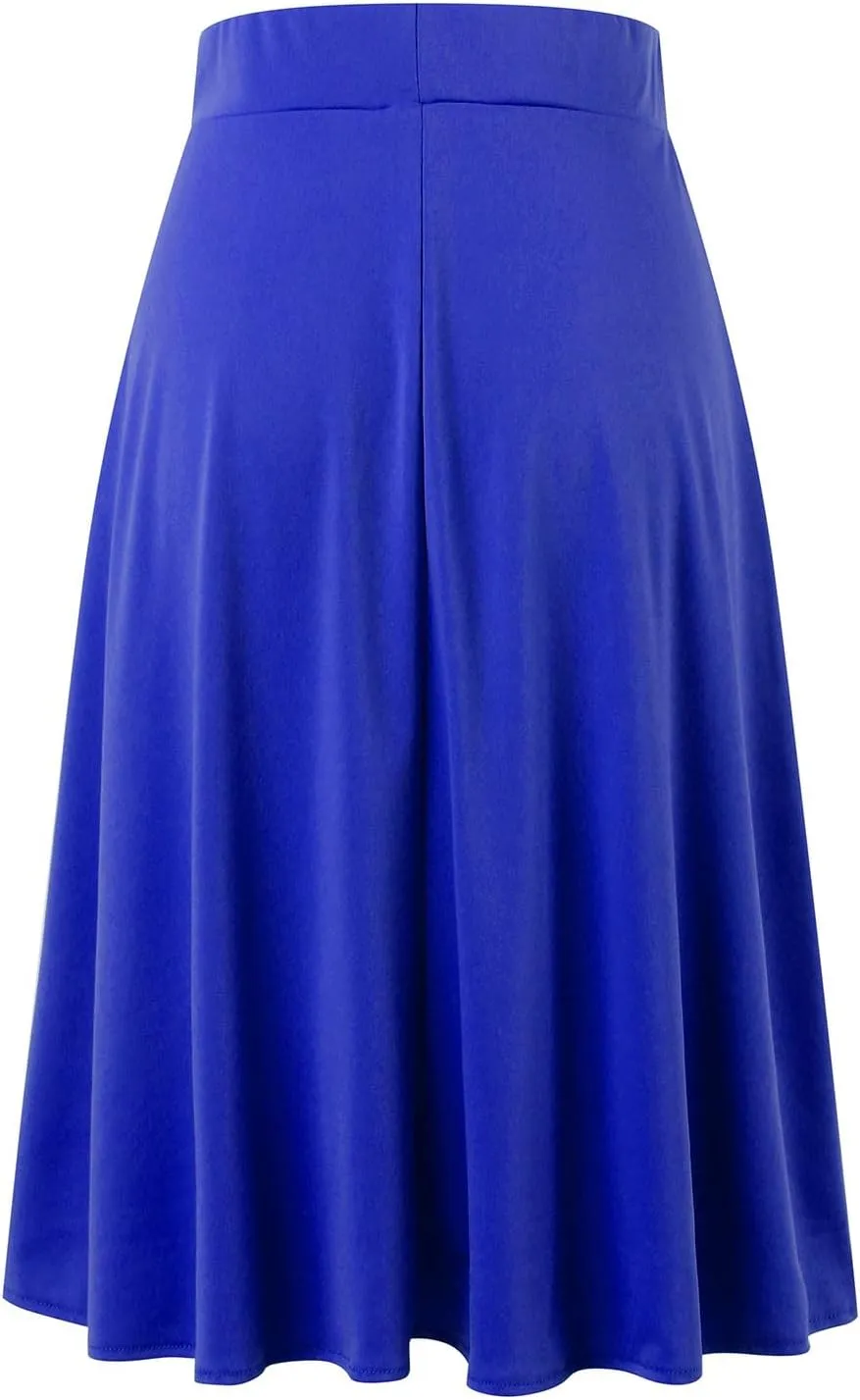 Womens Silk Skirt Vintage Satin Midi Wrap Skirts Elegant High Waisted A-Line Skirt Flare Plain Pleated Cocktail Party Skirt