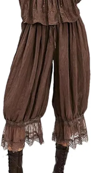 Women's Solid Color Casual Y2k High Waist Lace Stitching Home Harem Pants