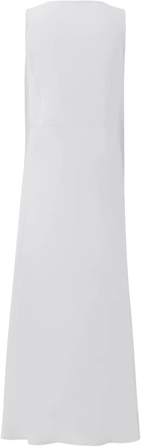Women's Summer 2022 Casual Fashion Solid Cotton and Short Sleeve Medium Long Dress