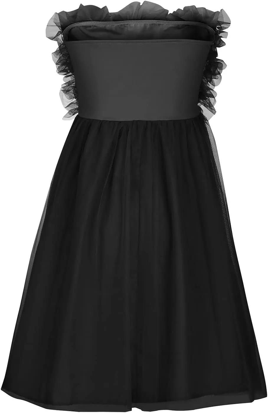 Women's Tulle Tutu Ruffles Prom Dress Formal Short Mini Homecoming Dress Off Shoulder Strapless Cocktail Party Gown