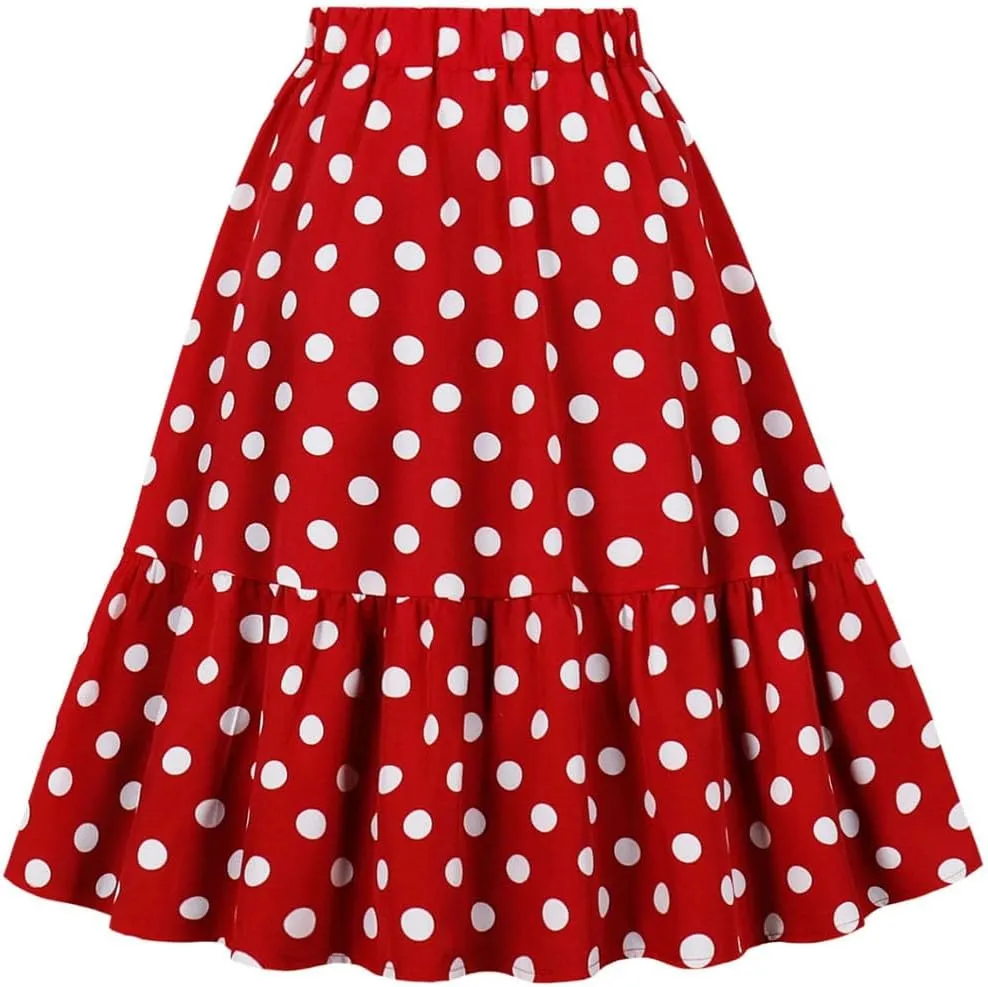 Women's Vintage Flared Skirt Loose Midi Skirt Women A-Line Casual Skirts