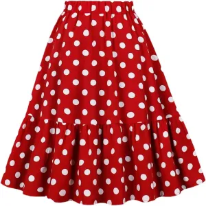 Women's Vintage Flared Skirt Loose Midi Skirt Women A-Line Casual Skirts