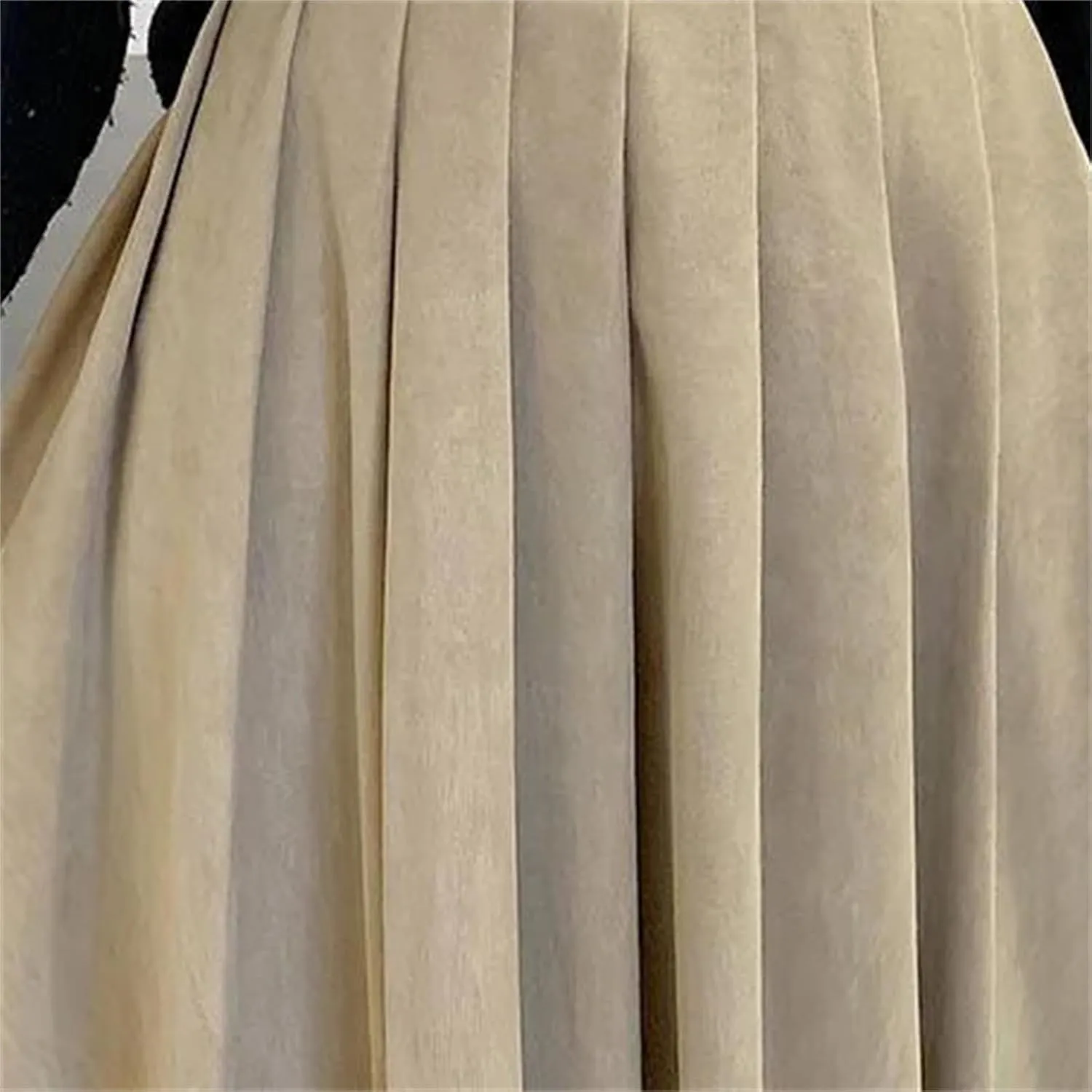 Women's Vintage High Waist Pleated A-Line Skirt - Maxi Length Retro College Elastic Waist for Campus Casual Wear