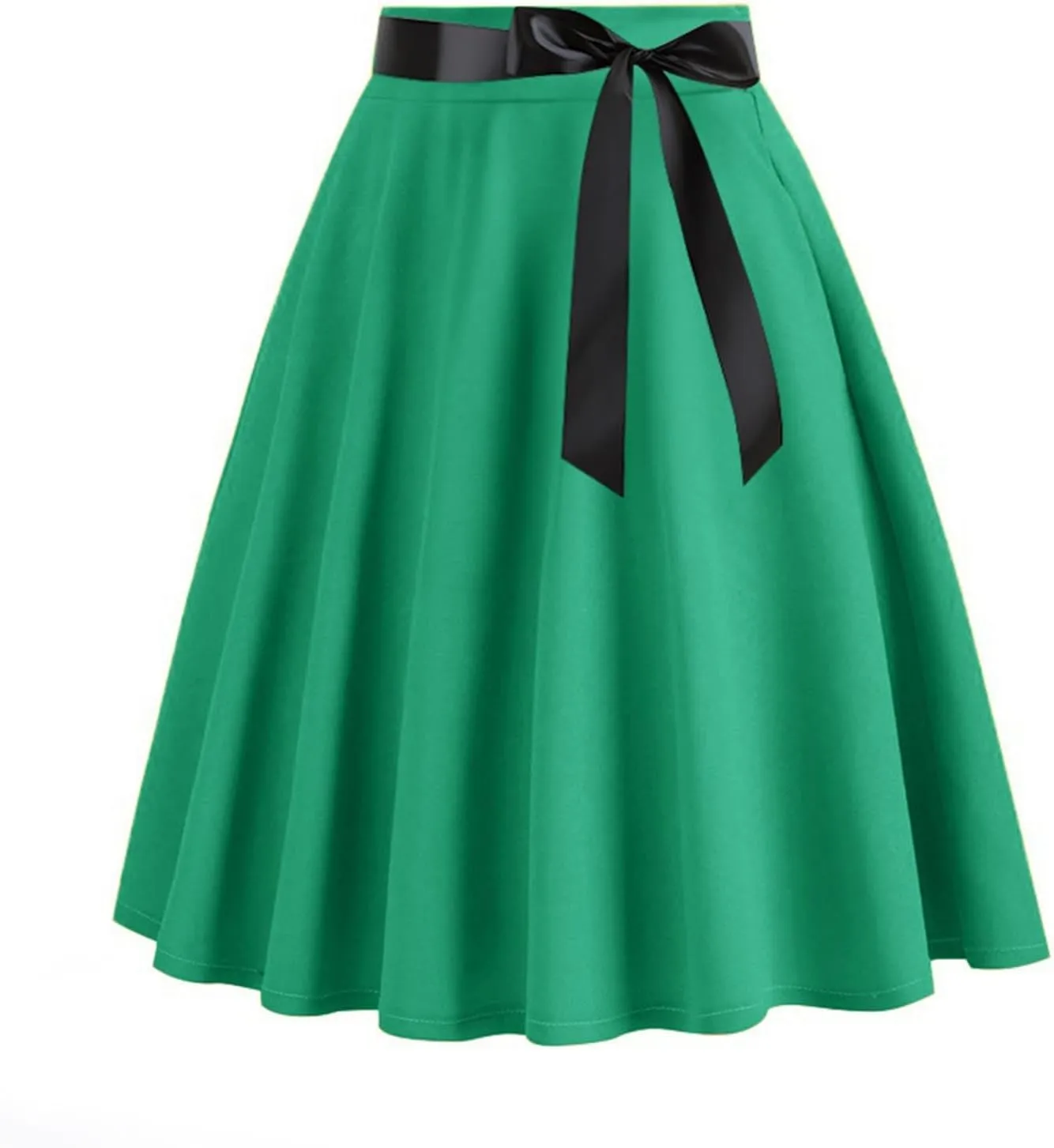 Womens Vintage Midi Skirt High Waist A-Line Skater Skirt Pleated Swing Skirt Halloween Prom Club Party Flared Skirt
