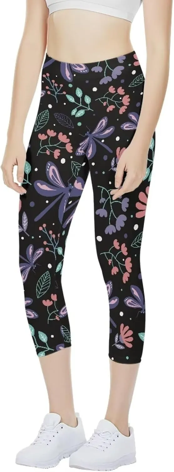 Womens Yoga Pants High Waist Stretch Workout Running Legging Tummy Control Sports Capri Pant Joggers