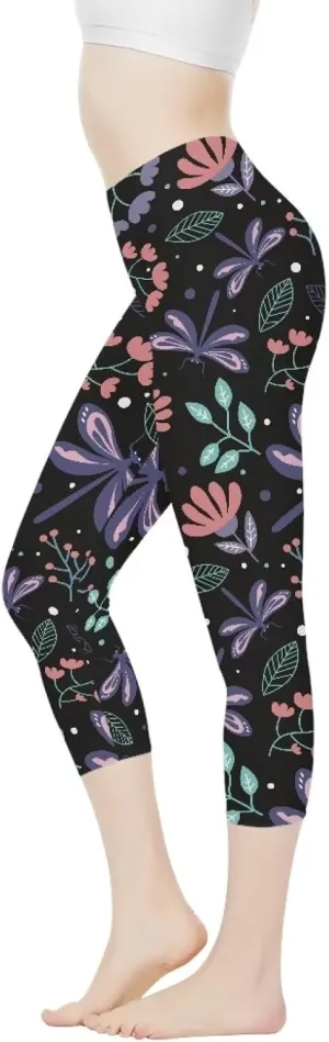 Womens Yoga Pants High Waist Stretch Workout Running Legging Tummy Control Sports Capri Pant Joggers