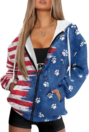 Womens Zip Up Hoodies Oversized Long Sleeve Sweatshirt Lightweight Fashion Y2K Hoodie Jacket with Pockets Size S-2XL