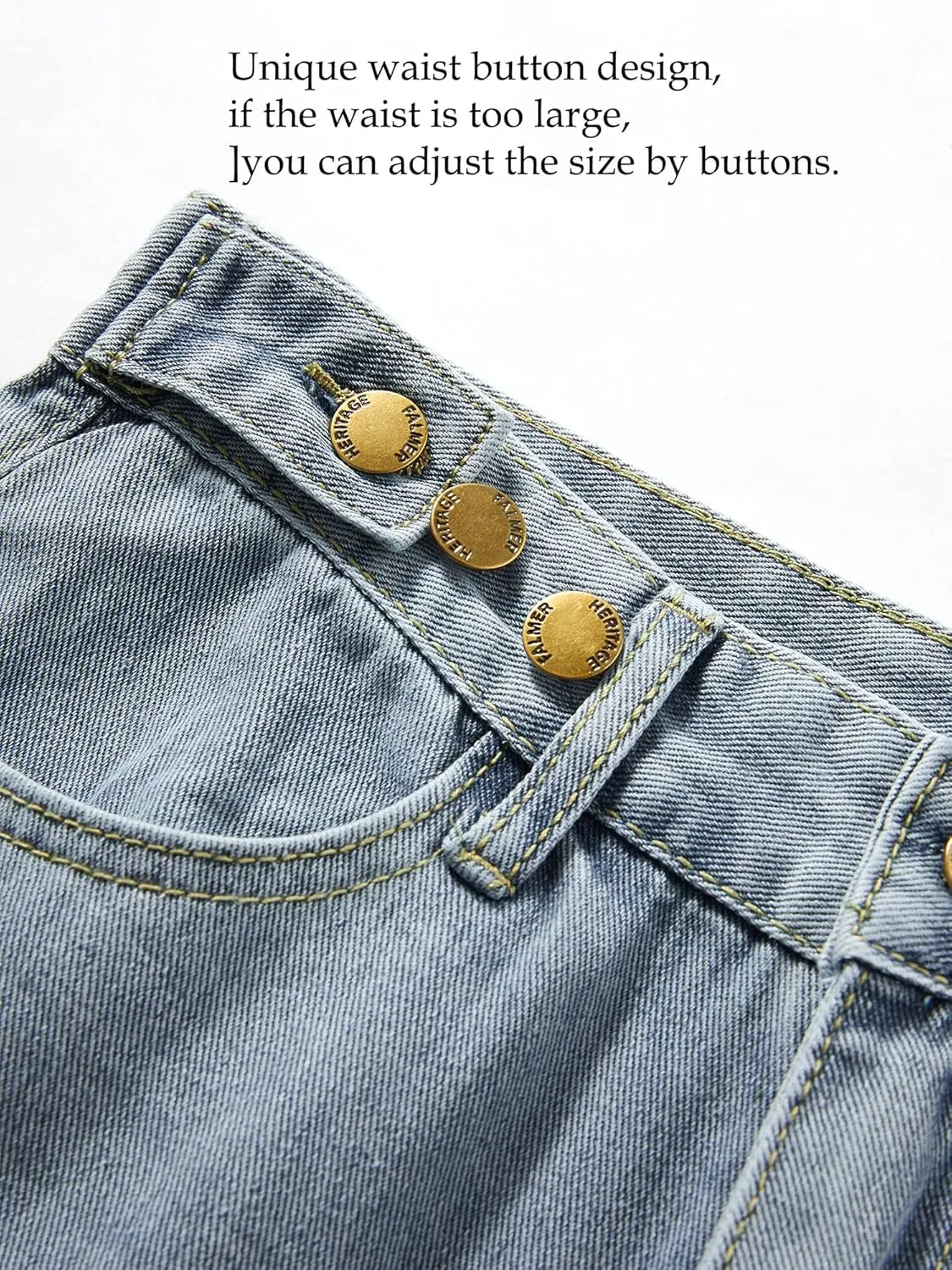 Xineicy Women's Baggy Boyfriend Jeans High Waist Distressed Denim Pants Wide Leg Straight Trousers Streetwear Pants